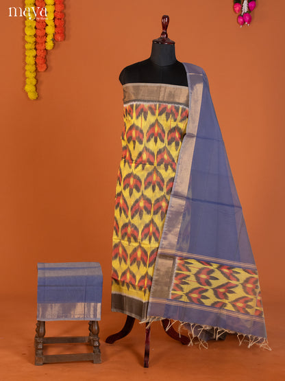 Yellow & Grey-Pochampally Salwar Unstitch