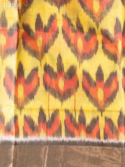 Yellow & Grey-Pochampally Salwar Unstitch