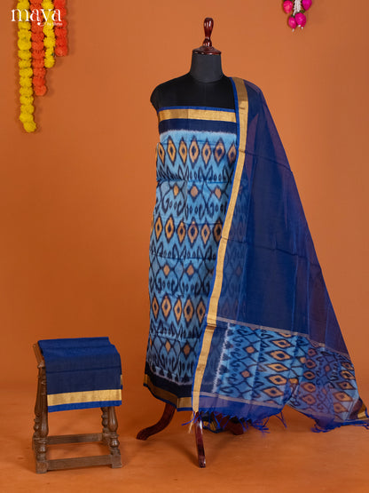 Light & Dark Blue-Pochampally Salwar Unstitch