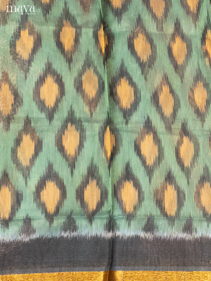 Sea Green & Grey-Pochampally Salwar Unstitch