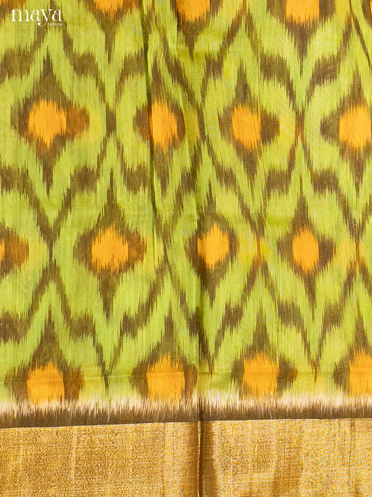 Light Green & Cream-Pochampally Salwar Unstitch