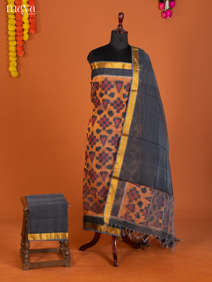 Orange & Grey -Pochampally Salwar Unstitch
