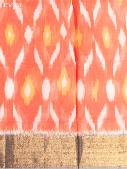 Orange & Cream -Pochampally Salwar Unstitch