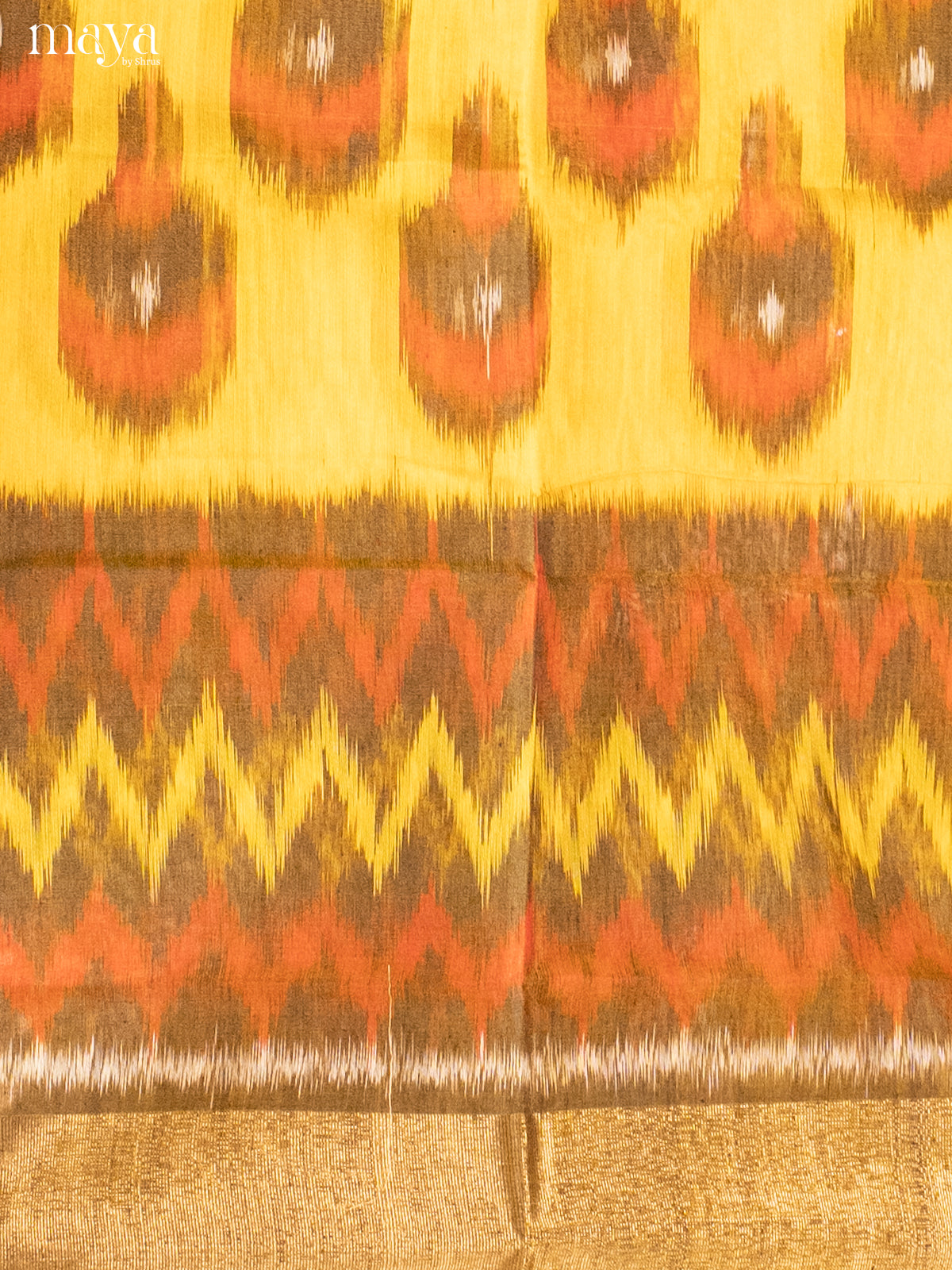 Yellow & brown-Pochampally Salwar Unstitch