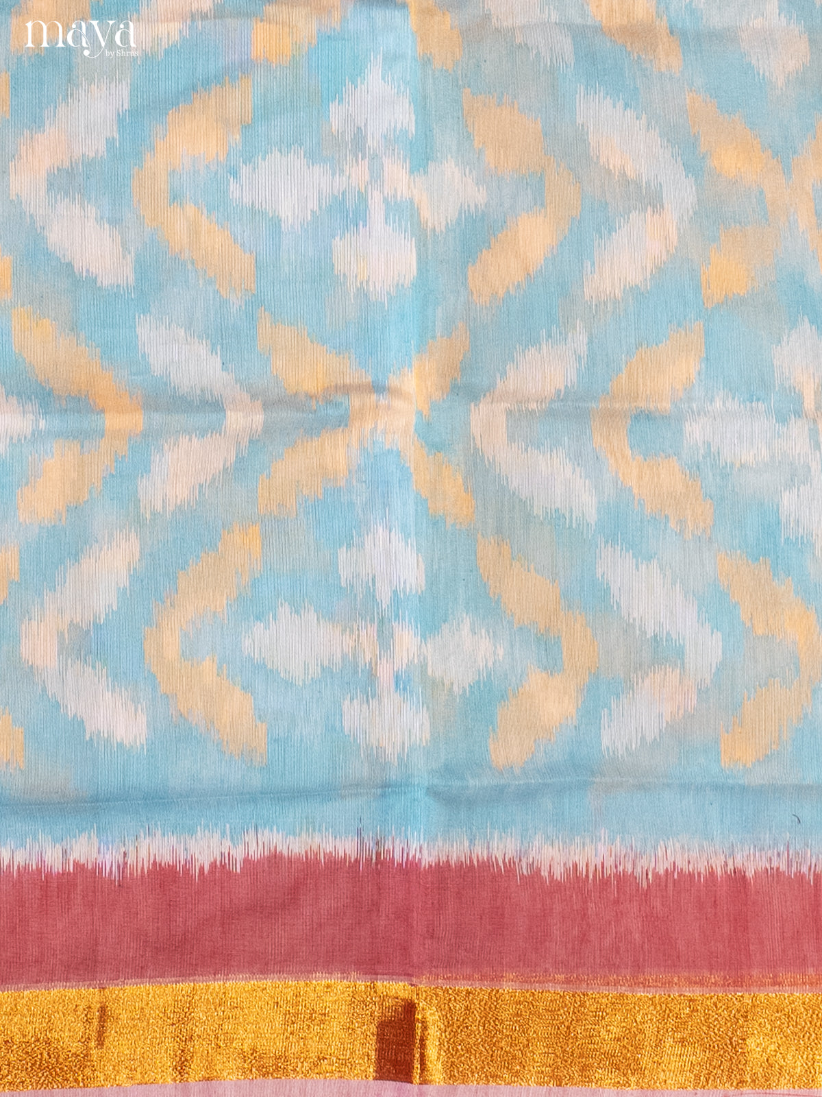 Light Blue & Pink-Pochampally Salwar Unstitch