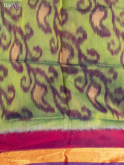 Green & Purple-Pochampally Salwar Unstitch