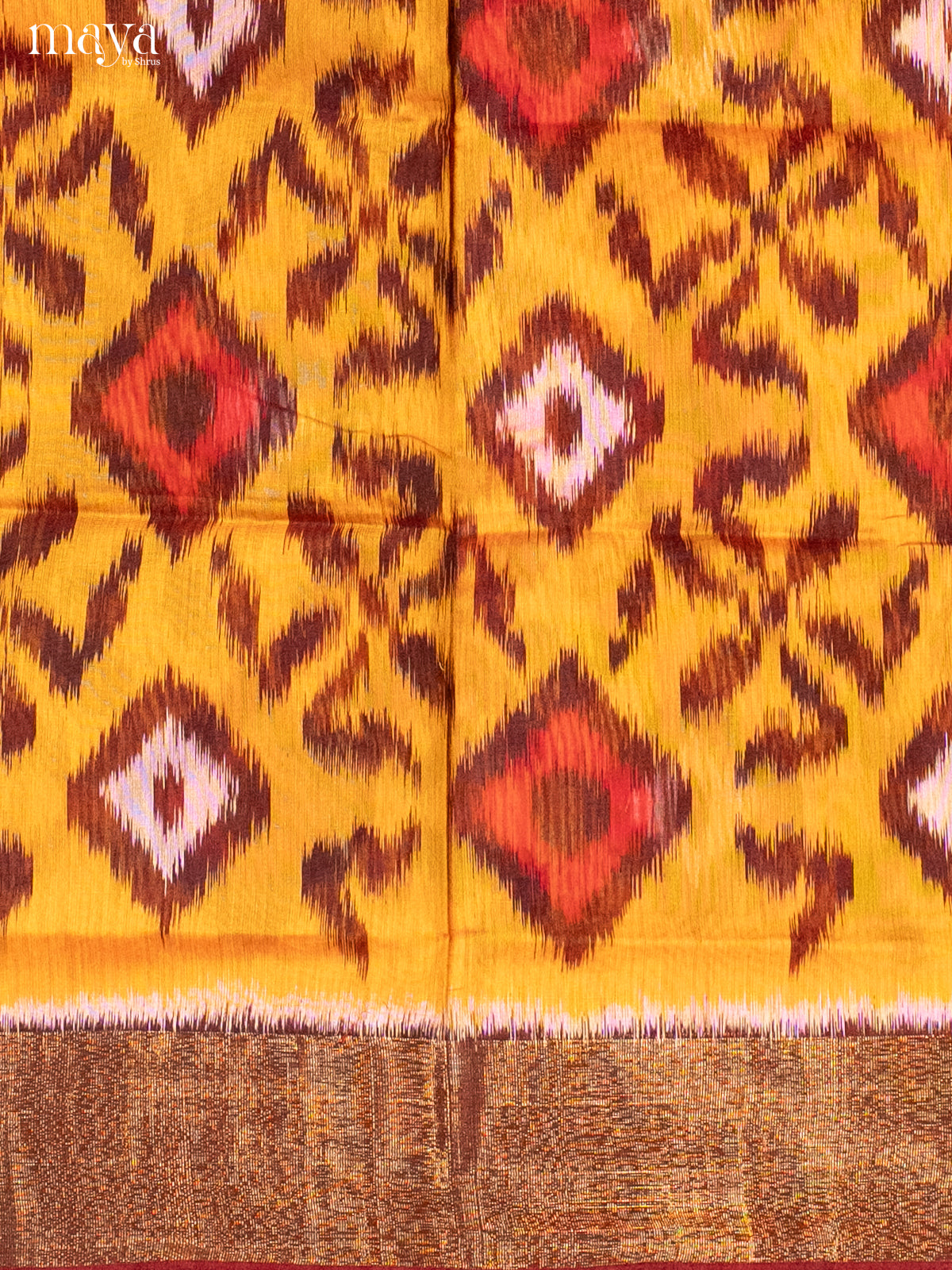 Mustard & Maroon-Pochampally Salwar Unstitch