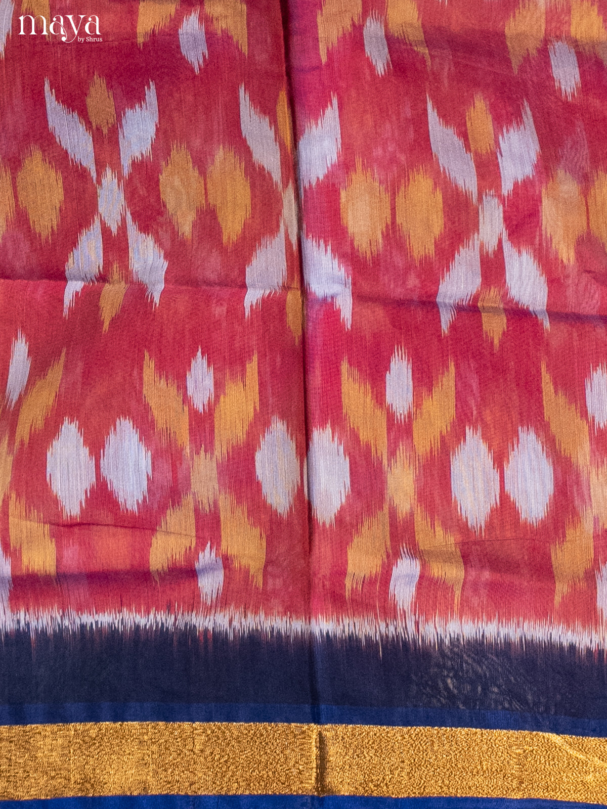 Maroon & Blue-Pochampally Salwar Unstitch