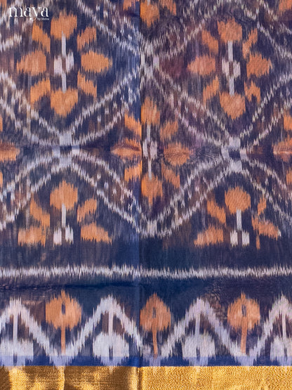 Blue & Purple-Pochampally Salwar Unstitch