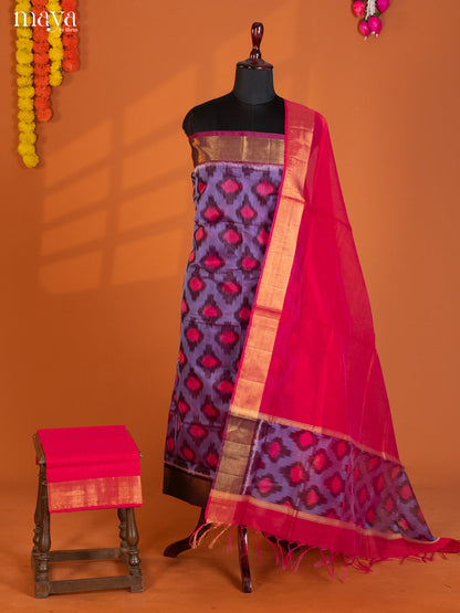 Purple & Pink -Pochampally Salwar Unstitch