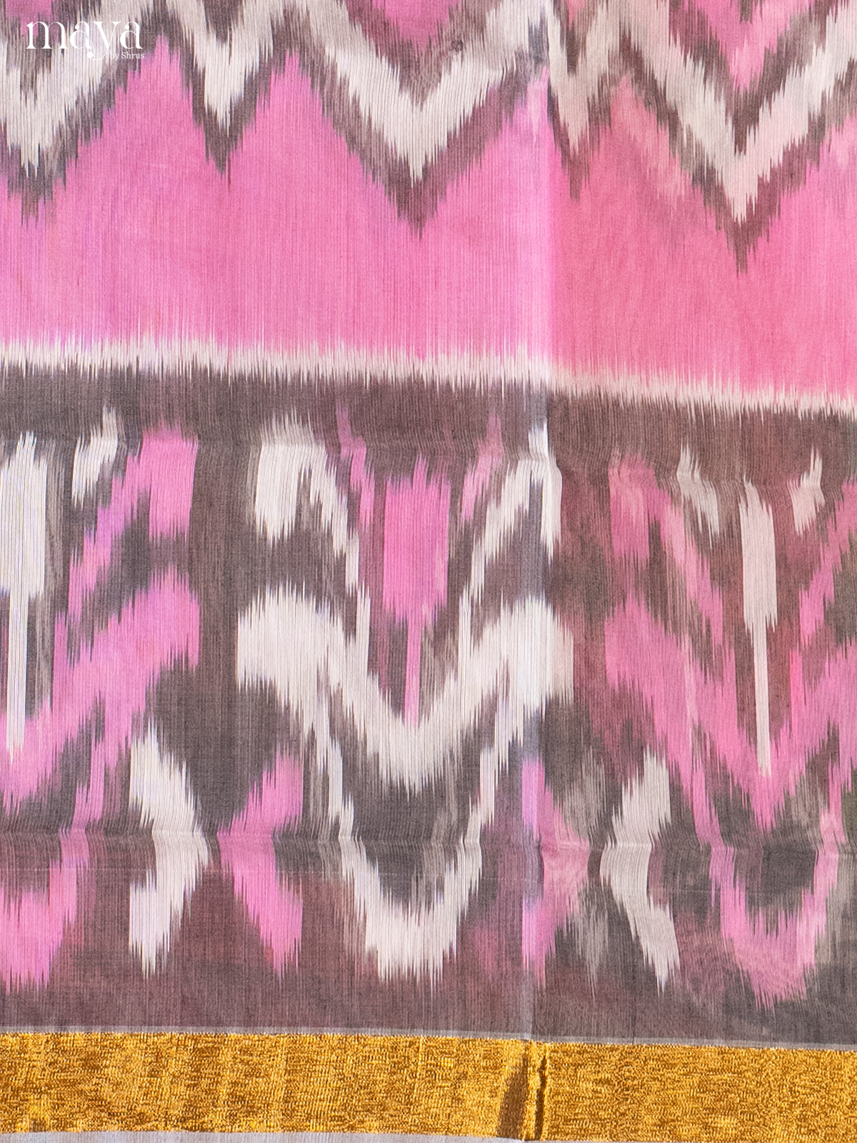 Pink & Grey-Pochampally Salwar Unstitch