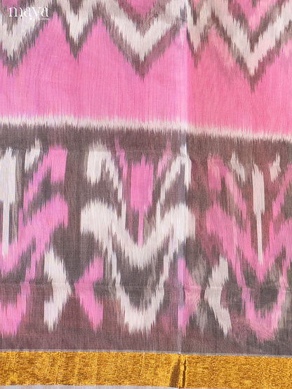 Pink & Grey-Pochampally Salwar Unstitch