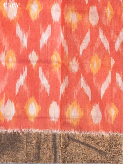 Peach & Grey-Pochampally Salwar Unstitch