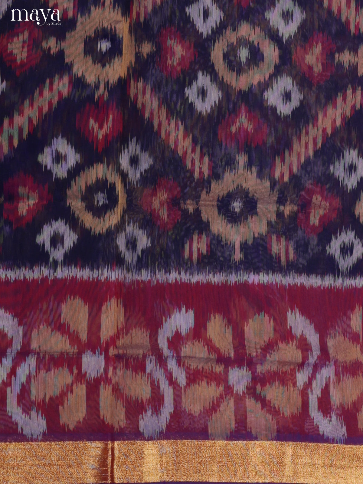 Blue & Maroon-Pochampally Salwar Unstitch