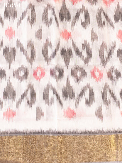 White & Grey-Pochampally Salwar Unstitch