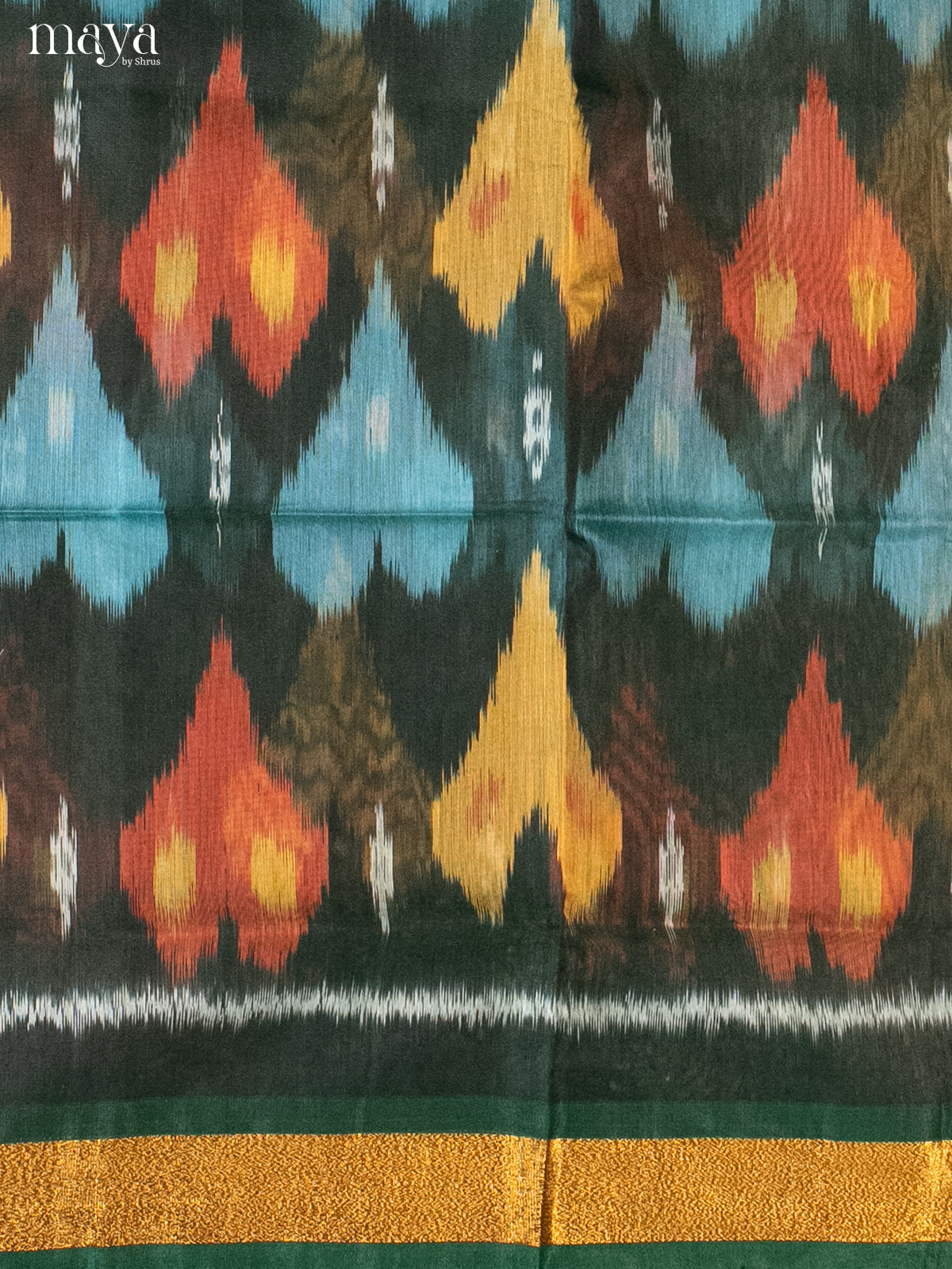 Dark Green & Brown -Pochampally Salwar Unstitch