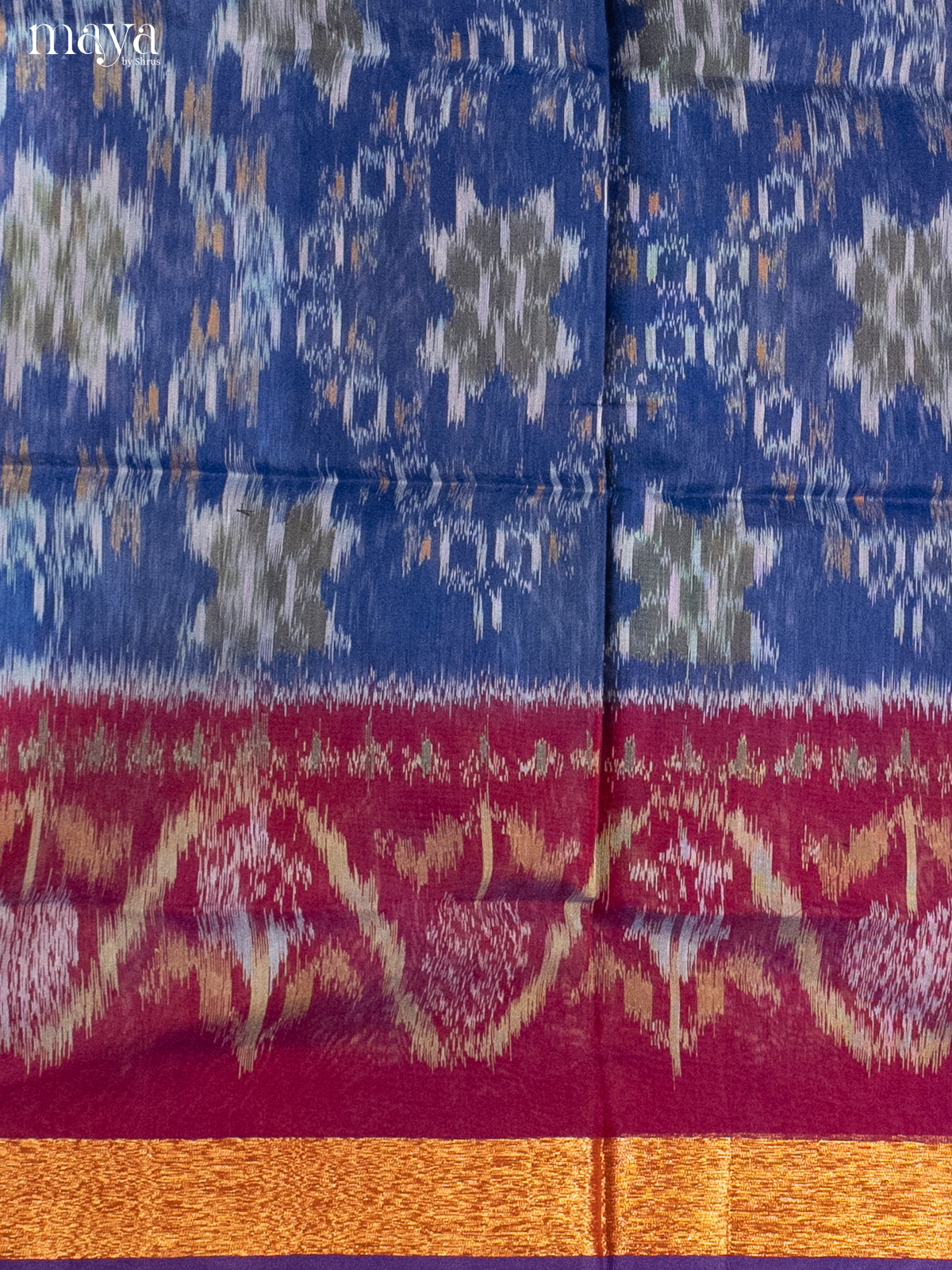 Blue & Maroon-Pochampally Salwar Unstitch