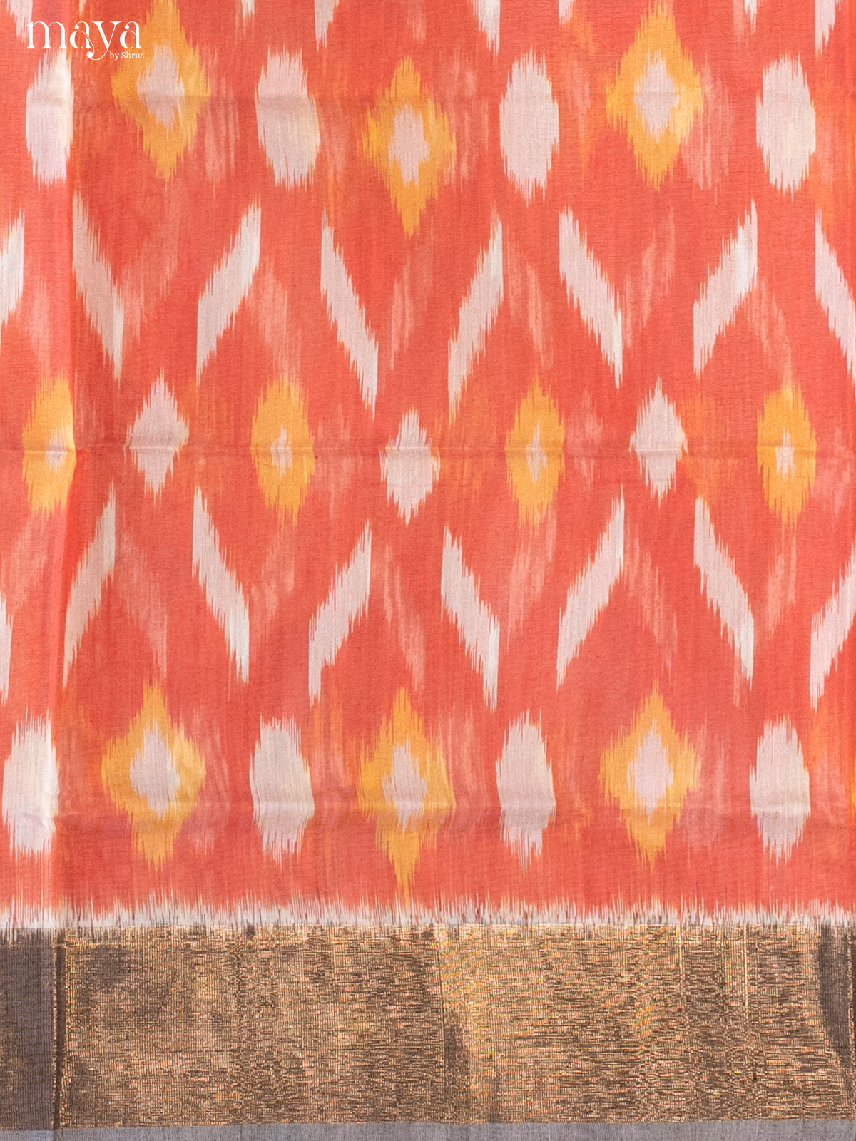 Orangish Peach & Cream -Pochampally Salwar Unstitch