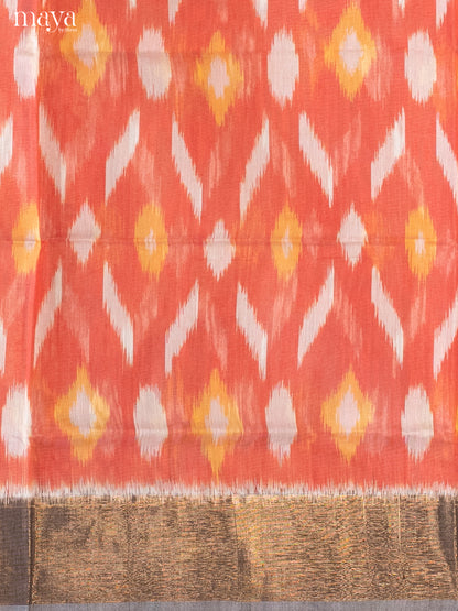 Orangish Peach & Cream -Pochampally Salwar Unstitch