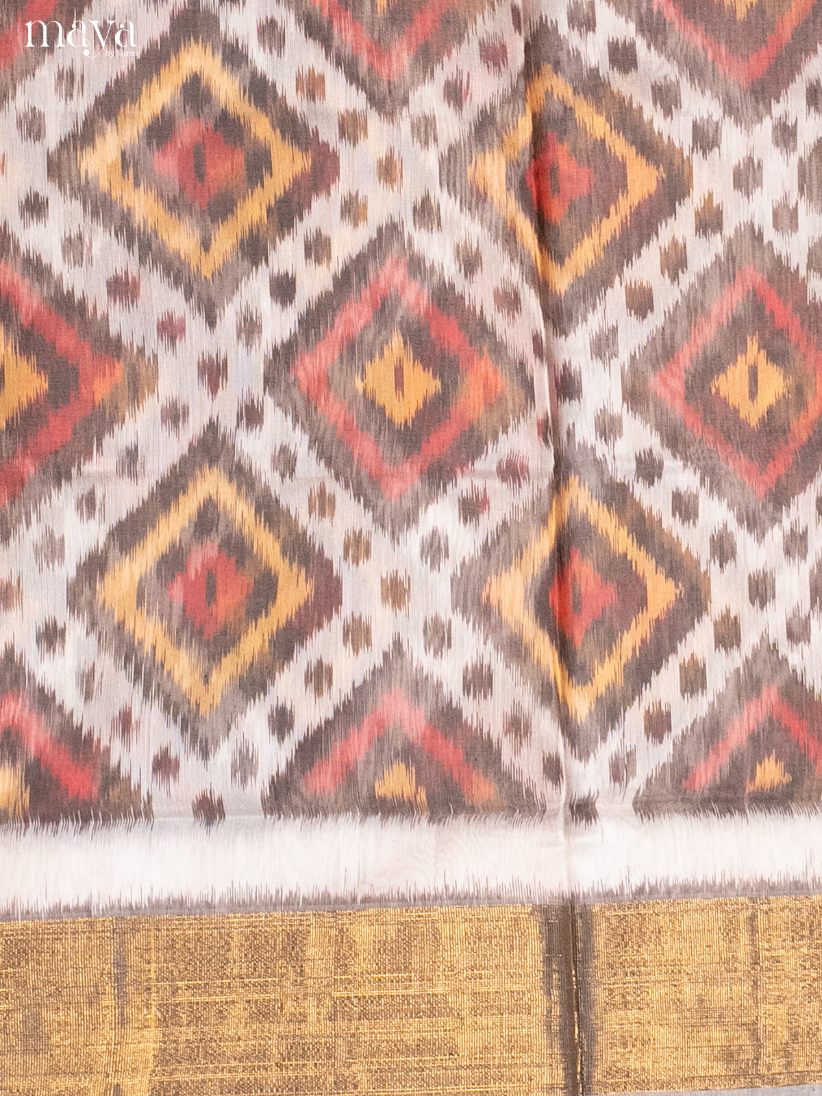 White & Cream-Pochampally Salwar Unstitch