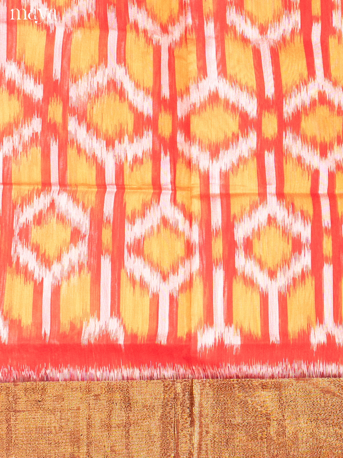 Red & Mustard -Pochampally Salwar Unstitch