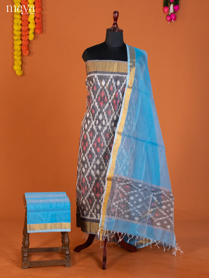 Grey & Blue -Pochampally Salwar Unstitch