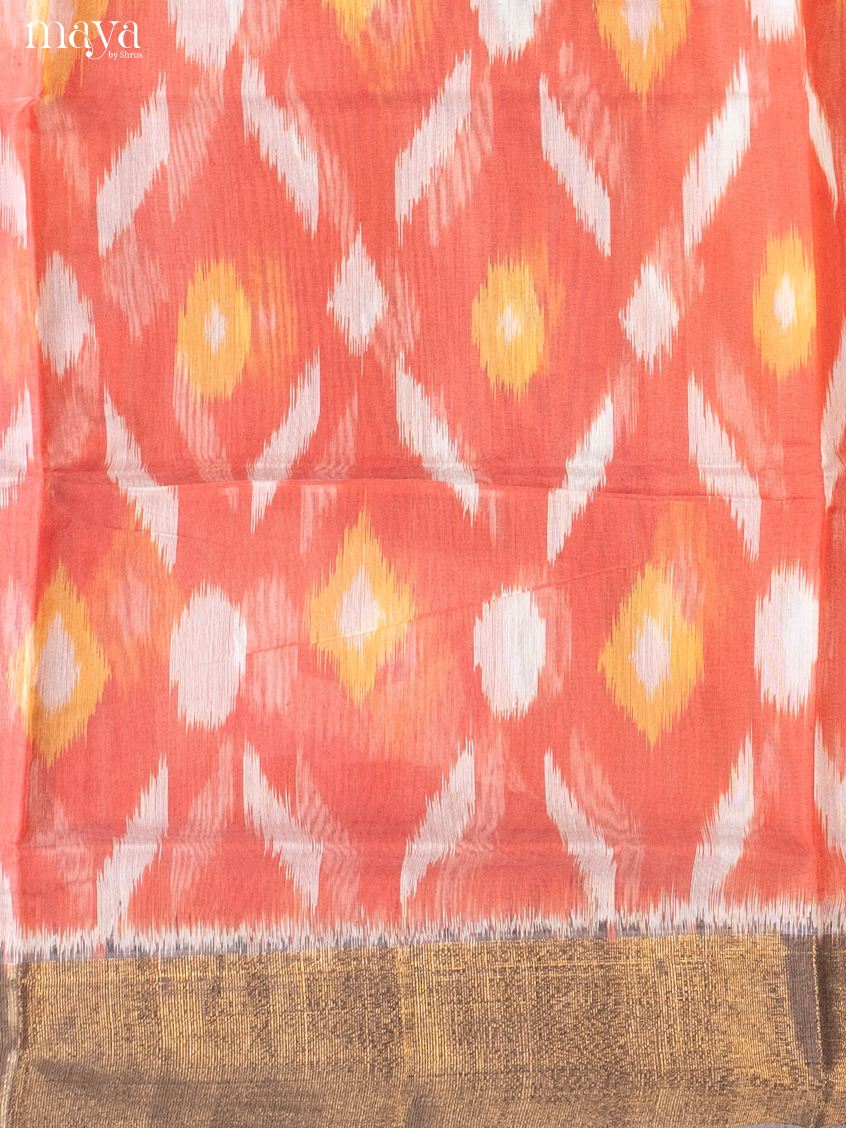 Peach & Cream-Pochampally Salwar Unstitch