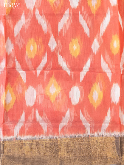 Peach & Cream-Pochampally Salwar Unstitch