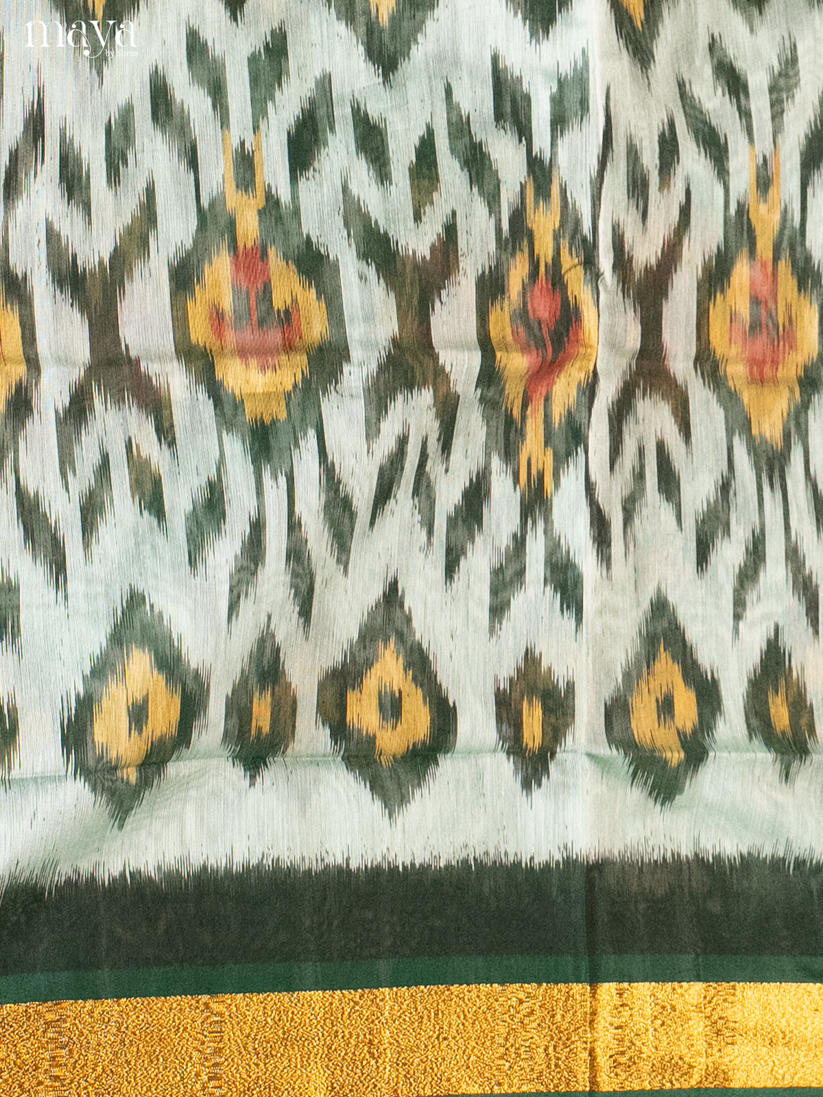 Grey & Green-Pochampally Salwar Unstitch