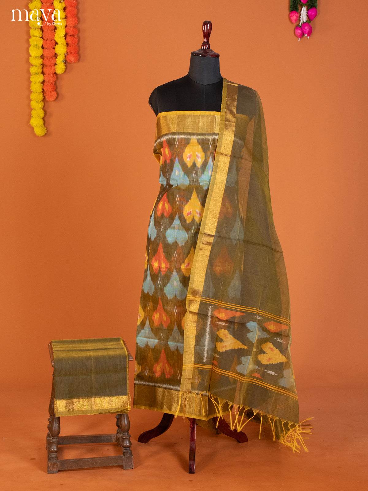 Chutney Green-Pochampally Salwar Unstitch