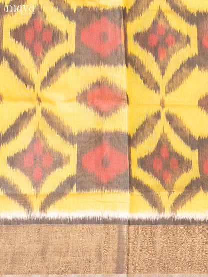 Yellow & Mustard-Pochampally Salwar Unstitch