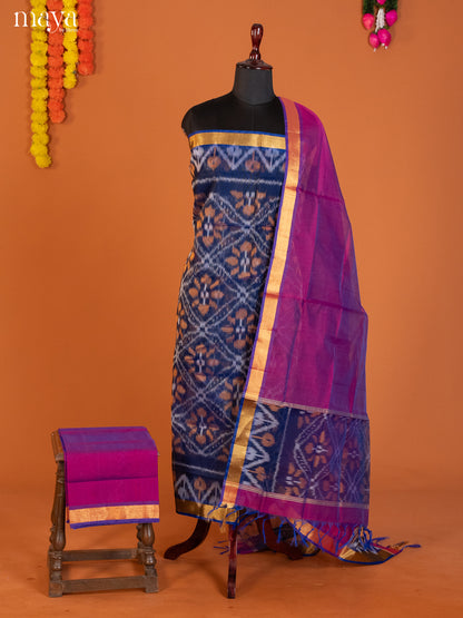 Blue & Purple-Pochampally Salwar Unstitch