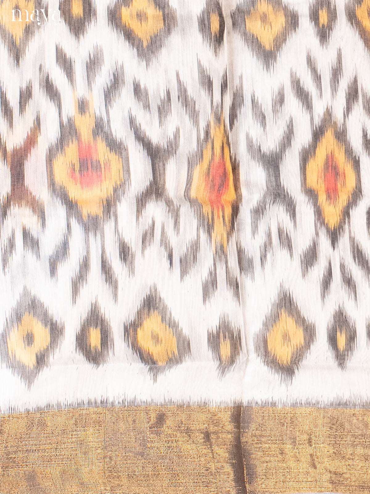 White & Cream-Pochampally Salwar Unstitch