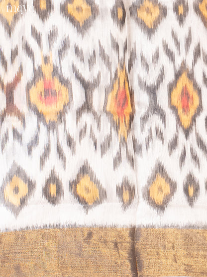 White & Cream-Pochampally Salwar Unstitch