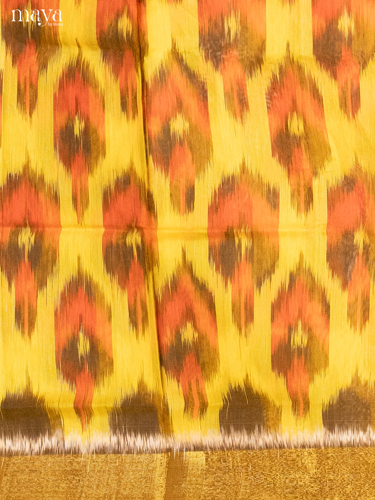 Yellow & Orange-Pochampally Salwar Unstitch