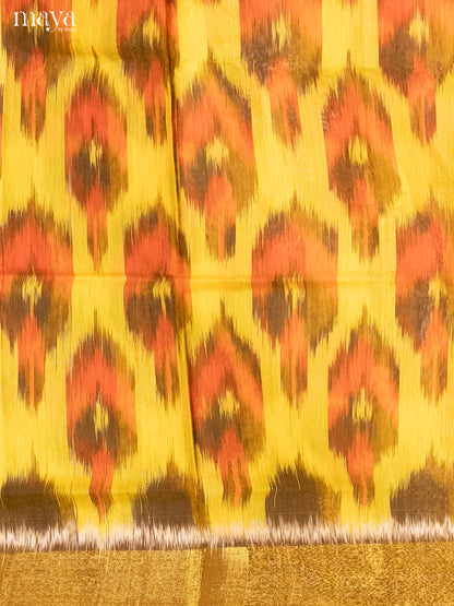 Yellow & Orange-Pochampally Salwar Unstitch