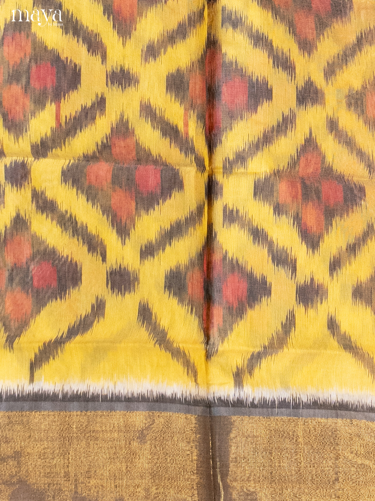 Yellow & Green-Pochampally Salwar Unstitch