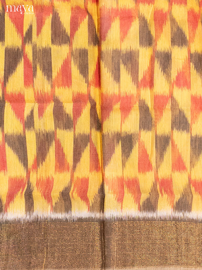 Yellow & Purple-Pochampally Salwar Unstitch