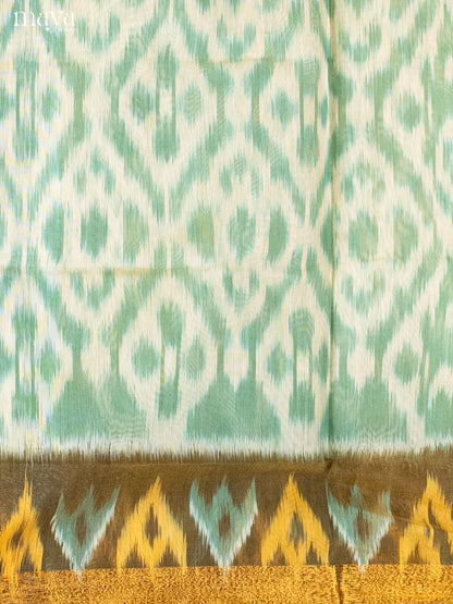 Green & Yellow-Pochampally Salwar Unstitch