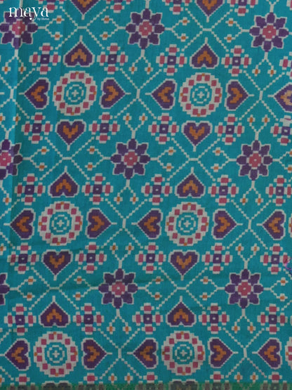Blue & Purple Semi patola salwar unstitch with floral print -MEA09002
