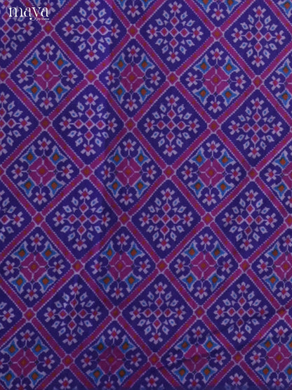 Blue & Purple Semi patola salwar unstitch with patola floral pattern - MEA09007