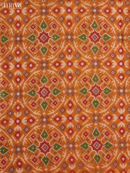 Mustard & Brick Semi patola salwar unstitch with floral pattern -MEA09008