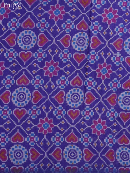 Blue & Purple Semi patola salwar unstitch with floral pattern - MEA09010