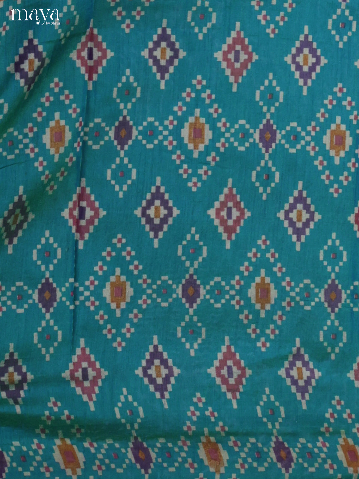 Blue &  Purple Semi patola salwar unstitch with geometric print - MEA09011