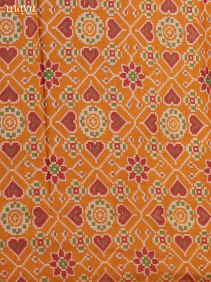 Mustard & Brick Semi patola salwar unstitch with floral pattern - MEA09016