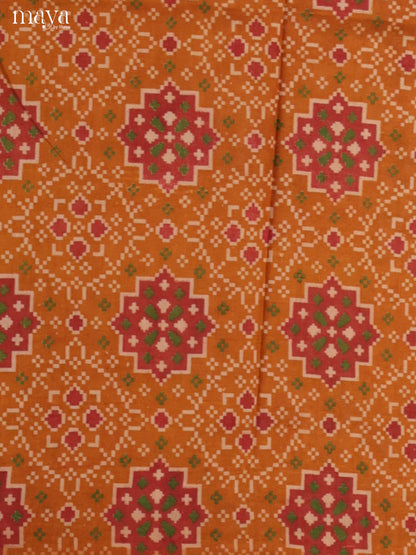 Mustard & Brick Semi patola salwar unstitch with floral print -MEA09017