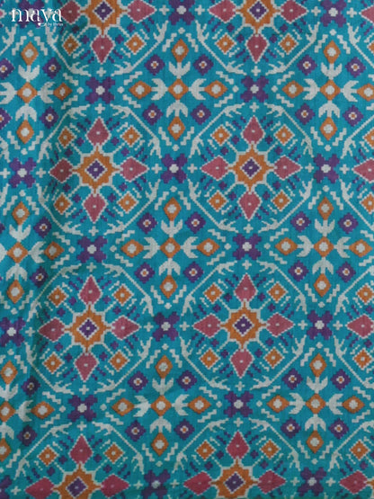 Blue & Purple Semi patola salwar unstitch with floral prints -MEA09018