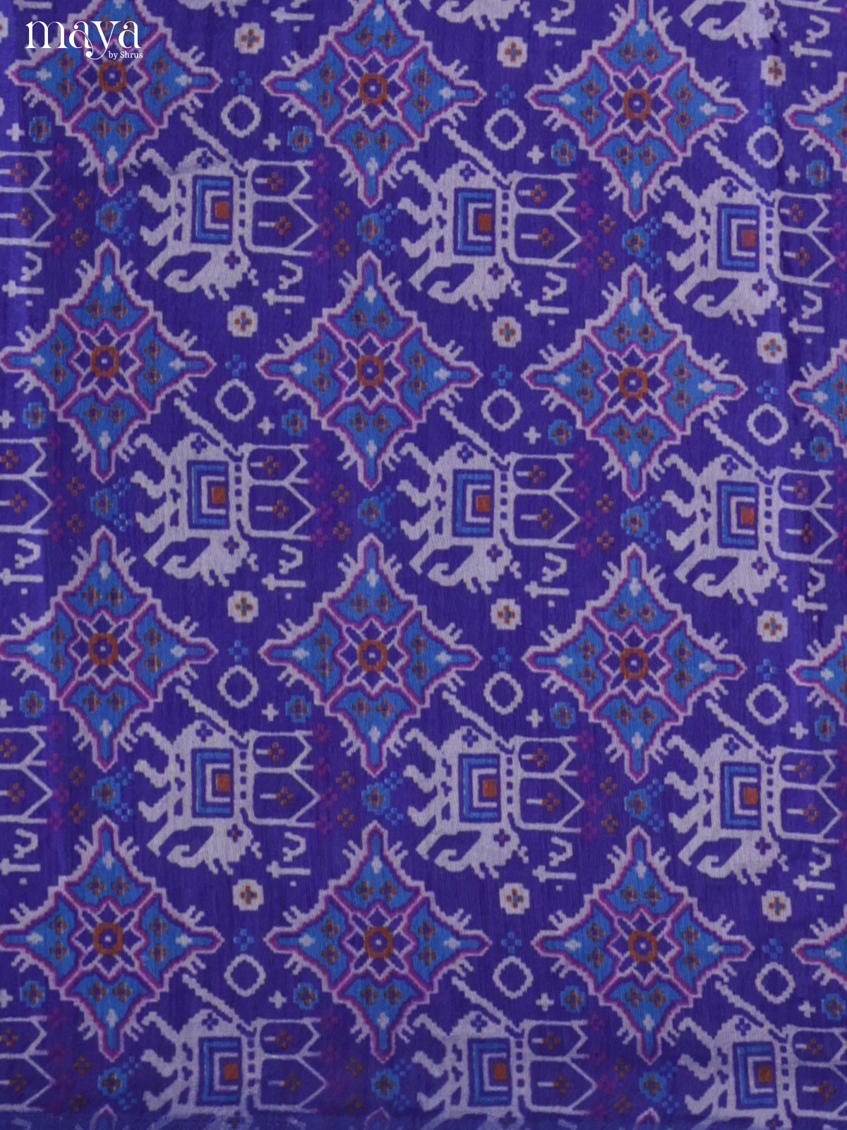 Blue & Purple Semi patola salwar unstitch with elephant prints -MEA09020