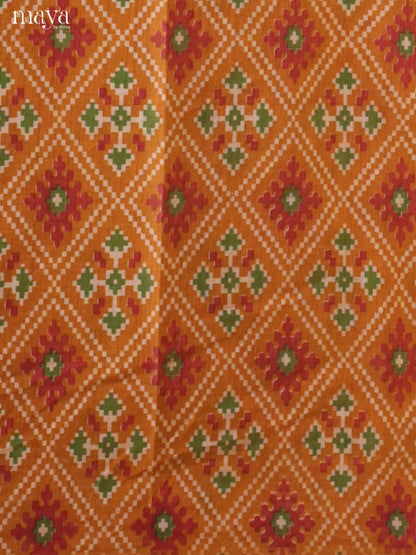 Mustard & Brick  Semi patola salwar unstitch with floral prints -MEA09021