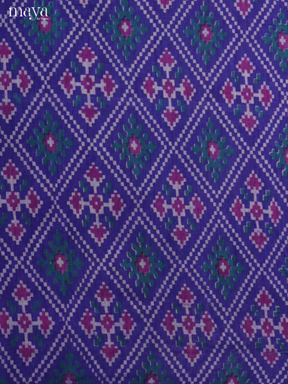 Blue & Purple Semi patola salwar unstitch with floral prints - MEA09022
